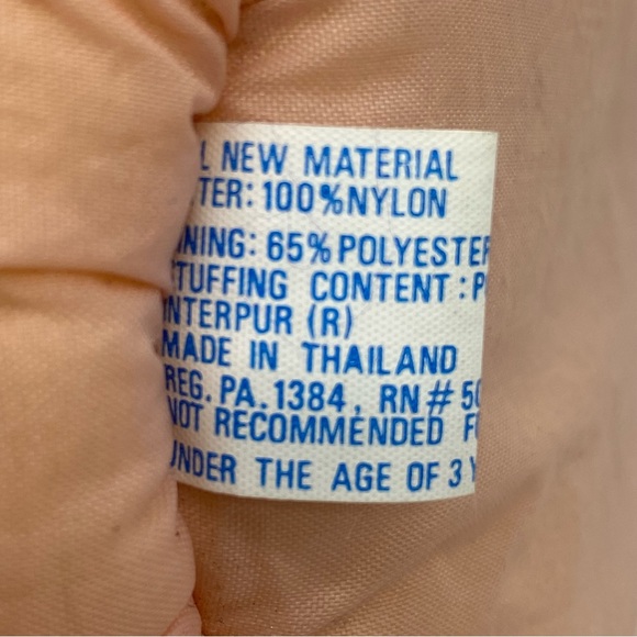 Vintage Pink Yellow Nylon Parachute Plush Bunny Easter Basket Puffalump Style - Picture 13 of 14